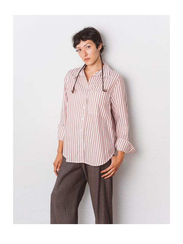 Lennox Shirt in Burnt Umber Stripe