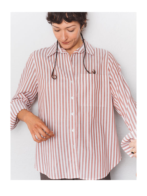 Lennox Shirt in Burnt Umber Stripe