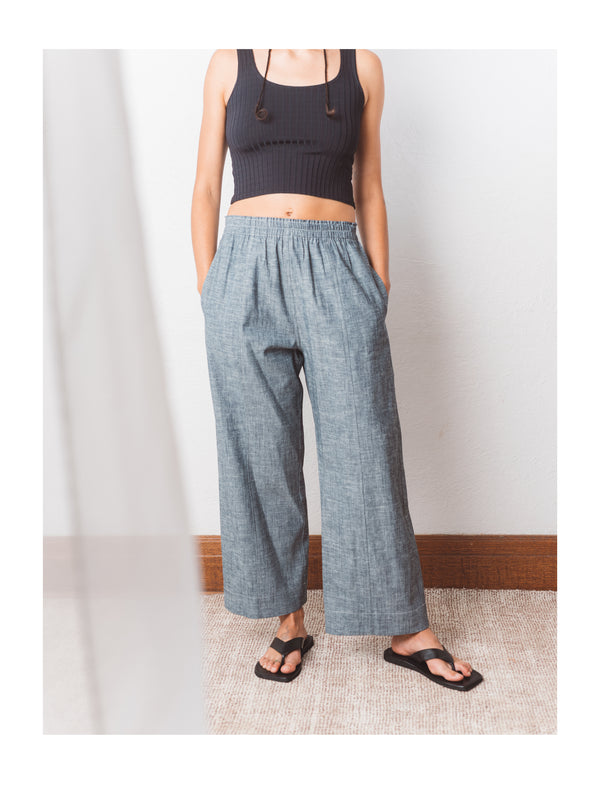 Denim Panel Pant in Organic Hemp