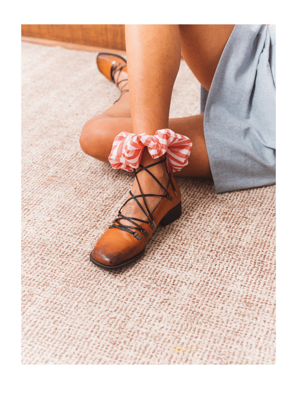 Remnant Scrunchie in Red Stripe